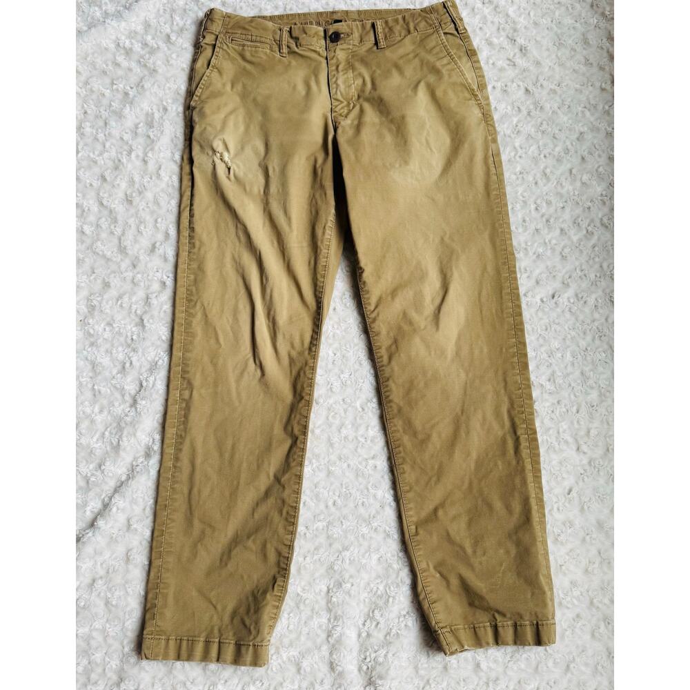 American Eagle ORIGINAL STRAIGHT LIVED IN KHAKI Cotton Pants Mens 32x30 Tan FLEX